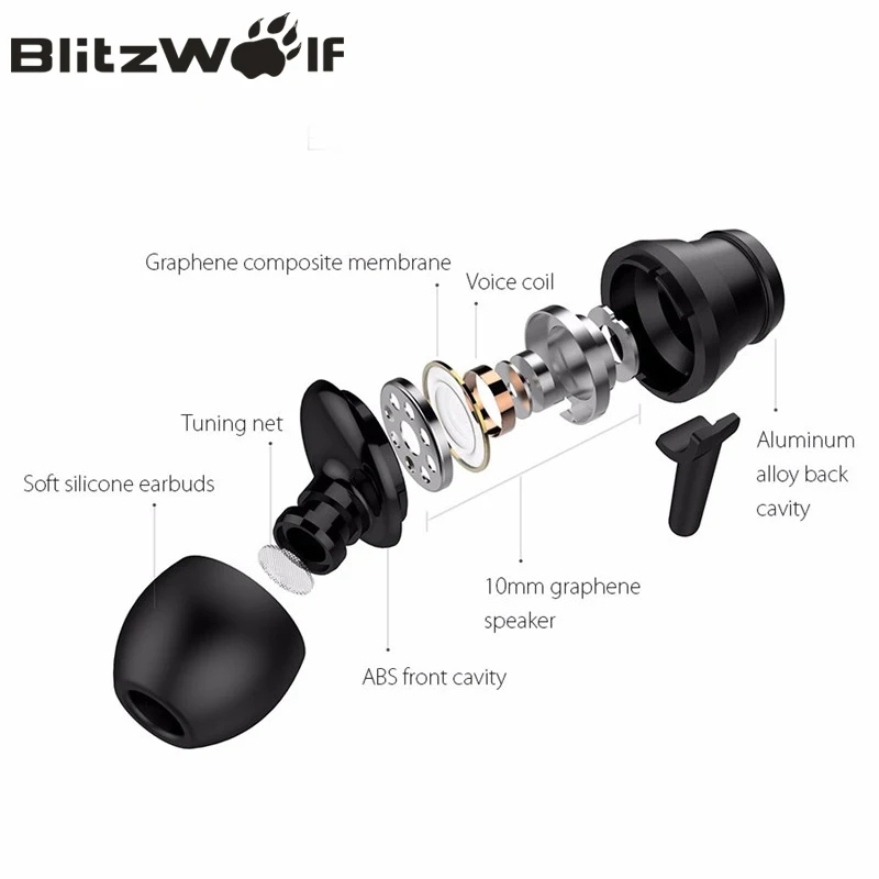 BlitzWolf BW ES1 3 5 мм наушники вкладыши с шумоподавлением стерео графеновые микрофоном
