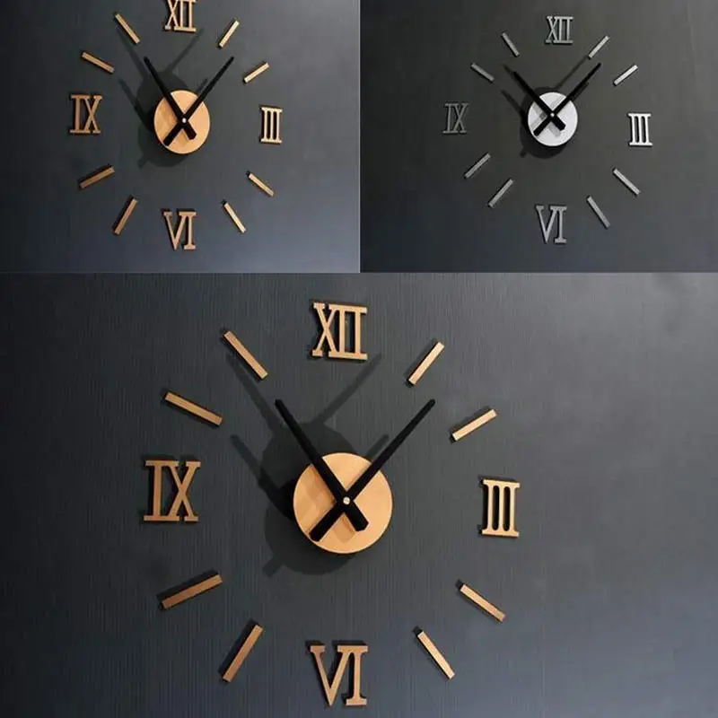 Креативные римские цифры зеркальная стена стикер настенные часы 3D Домашняя мода зеркальное Искусство DIY настенные наклейки украшения бескаркасные часы