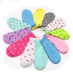 500 пара Для женщин короткие носки Карамельный цвет в горошек милые Креативные носки женские тонкие лодыжки Хлопковые смеси носки низкий