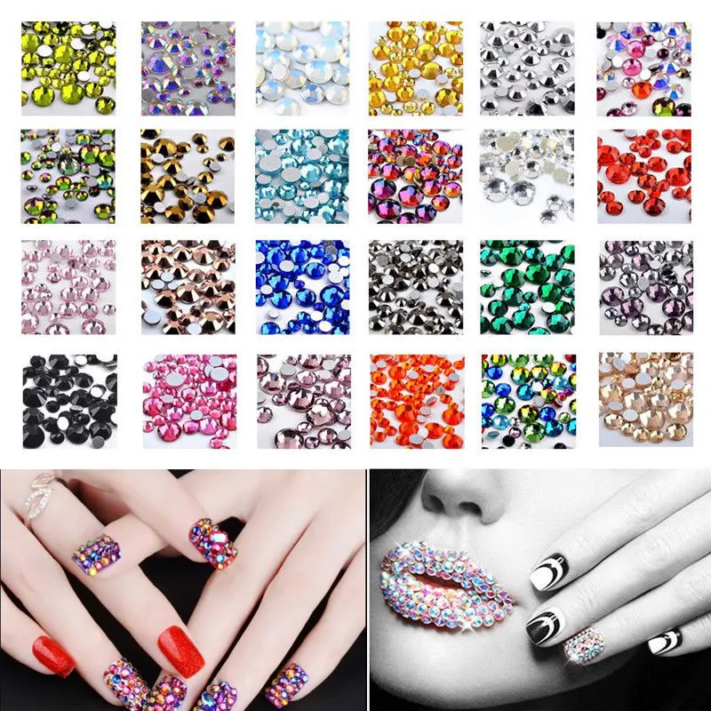 1440PCs/bag Clear Nail Art Rhinestone Flat Bottom Multi-size Manicure 3D Decor Tool | Красота и здоровье