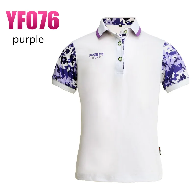 PGM/детская одежда для гольфа детский топ, рубашка поло, юбка футболка с короткими рукавами для девочек Летняя тонкая дышащая быстросохнущая спортивная одежда - Цвет: purple shirt