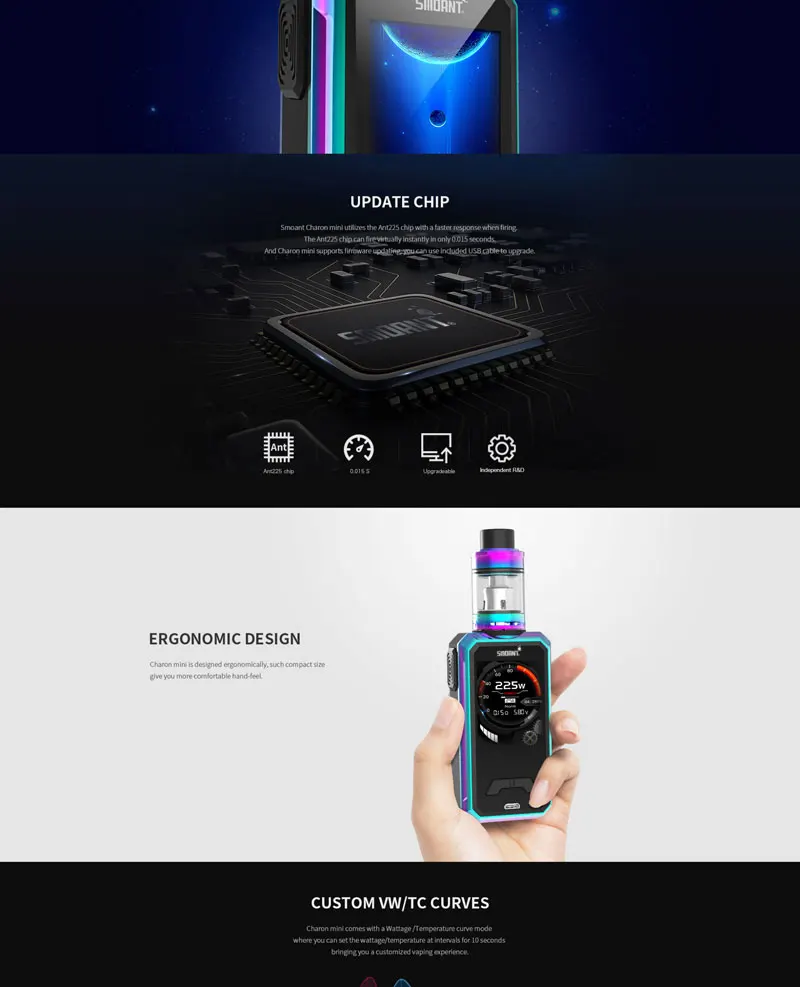 Pre-Sale Original Electronic Cigarettes Mods Smoant Charon Mini Mod 225w Big Output Dual battery Vaporizer VS SMOK Mag Mod Vape  (3)