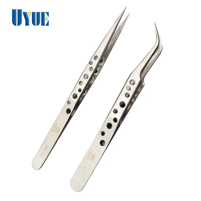 

2 pcs/lot High Quaility Hollow-outside Design Stainless Steel Anti-static Tweezers