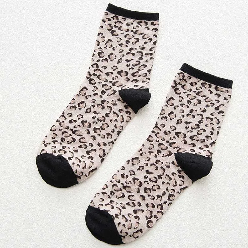 [WPLOIKJD] осенне-зимние модные элегантные женские носки с леопардовым принтом трендовые носки Harajuku креативная индивидуальность винтажные носки - Цвет: 5