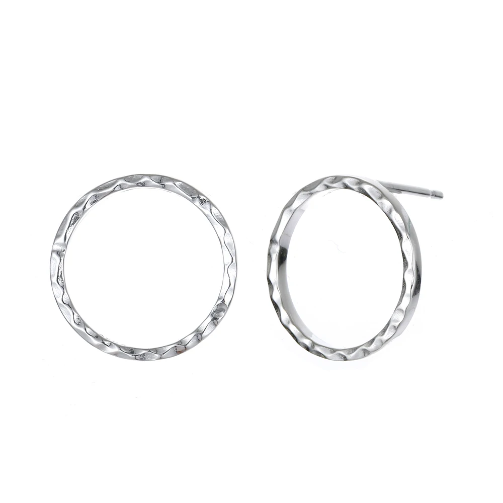 e-Manco Round Circle Silver Stud Earrings 925 Sterling Silver Earring for Women Classic Minimalist Fine Jewelry Girls