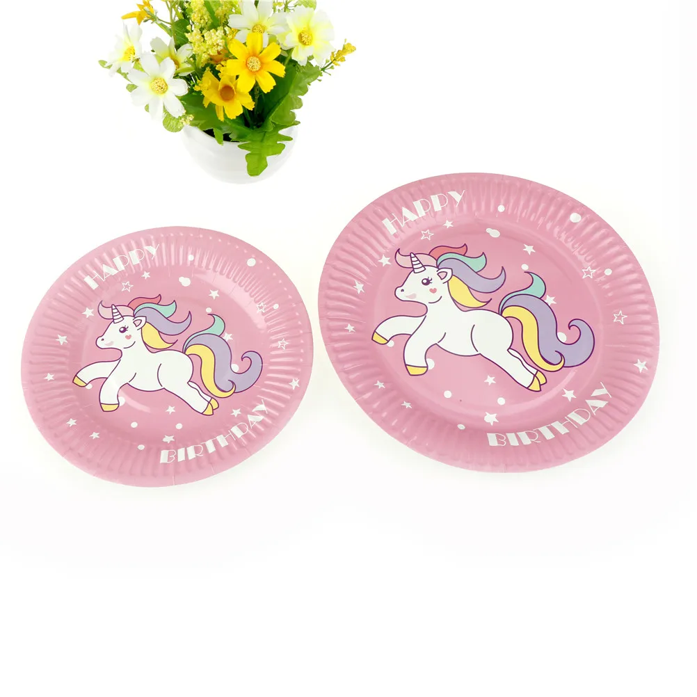 

Disposable plate Birthday Wedding Party Supplies Decoration Baby Shower Favors 10pcs Cartoon Unicorn Paper Plates Cake Dish