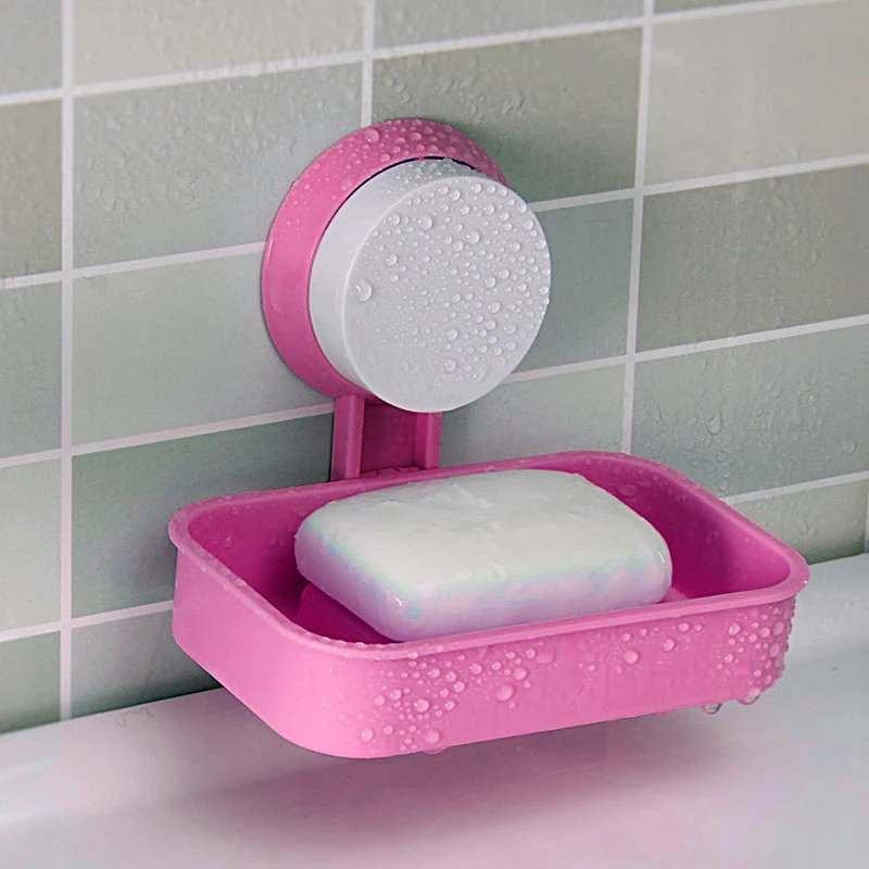 New Soap Dish Strong Suction Cup Wall Tray Holder Soap Storage Box For Bathroom Shower Tool