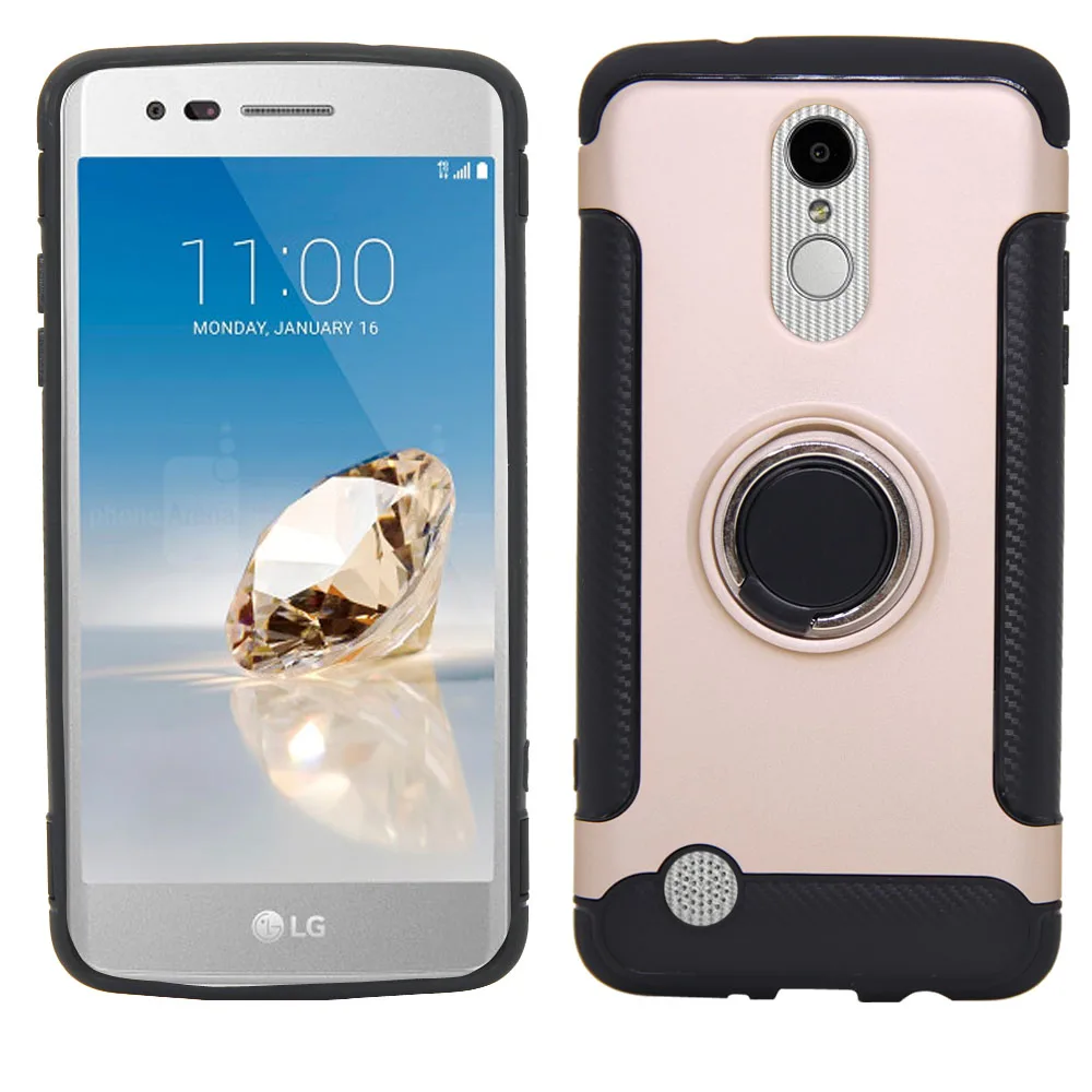Чехол с магнитной присоской и кольцом-подставкой для LG Aristo 2/Plus/Tribute Dynasty/K8