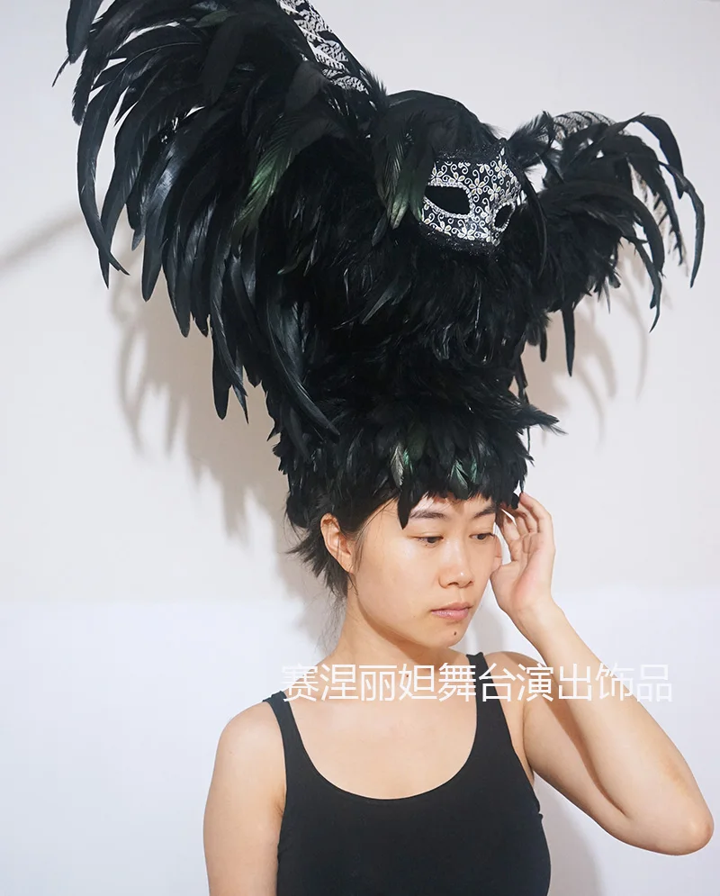 

Custom feather stage show headdress hair decoration show photography jewelry custom-made