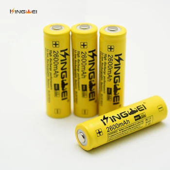 

High-Quality KingWei Yellow 18650 2600mah Pointed Head Battery 3.7v Li-ion Rechargeable Battery