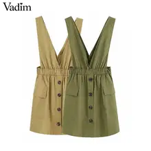 Vadim женское винтажное мини-платье без рукавов эластичный пояс, карманы женские повседневные Летние трапециевидные платья ретро шик vestidos QC529