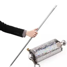 Prata aparecendo cana de metal aço truque profissional prop stretchable extensível vara estresse aliviar alta elasticidade magictoy