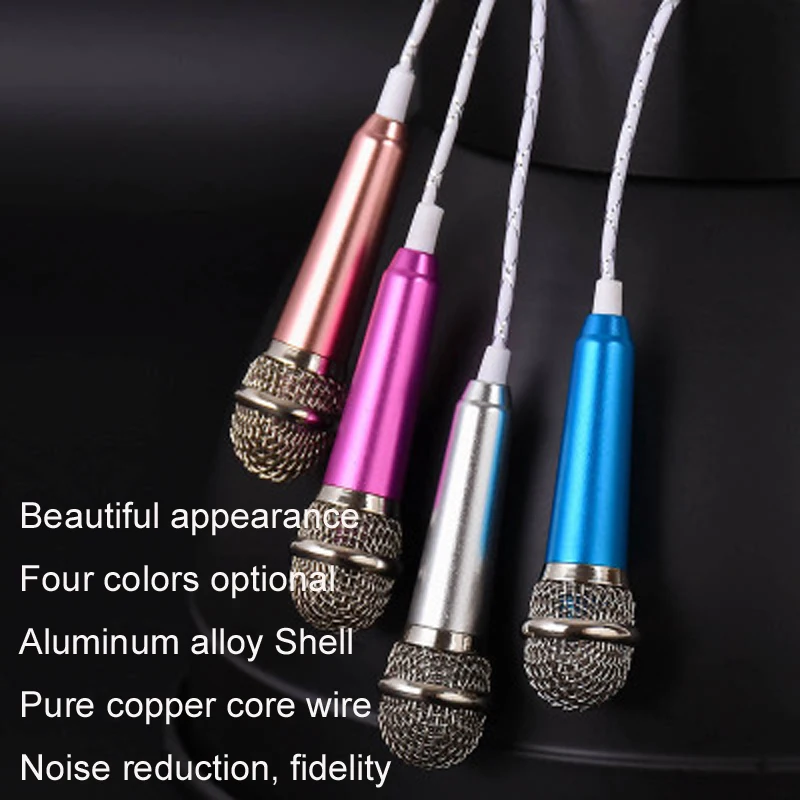 

Four-color optional aluminum alloy case mini microphone for computer ktv home recording K song Portable microphone with earphone