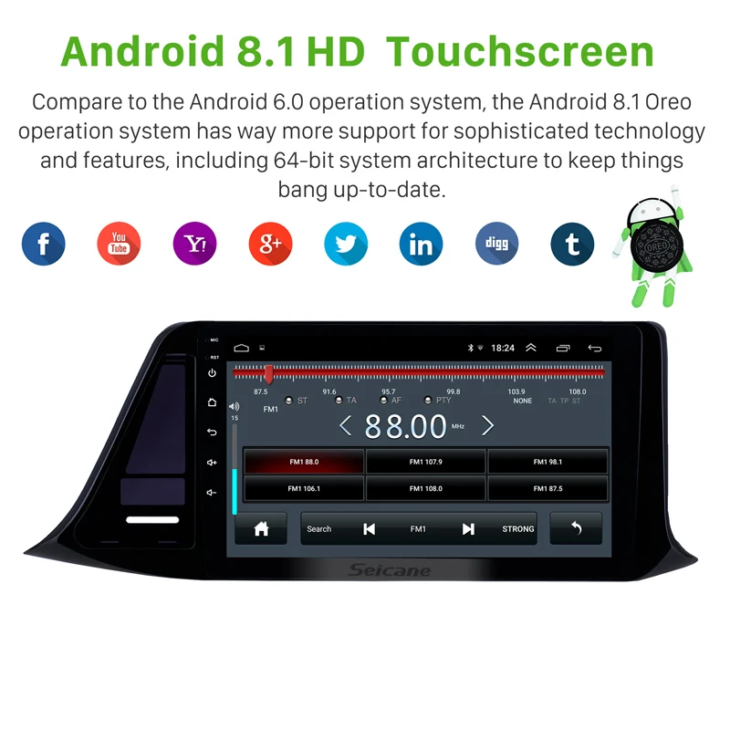 Excellent Seicane 2din android 8.1 9" Car GPS navi Head Unit Player for 2018 2019 Toyota C-HR RHD Support USB AUX WIFI Mirror Link SWC 2