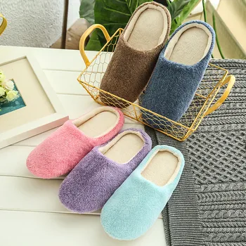 

1pair New Fashion Stripe Indoor Slippers Women Interior House Plush Soft Home Floor Soft Slippers Shoes Unisex non-slip Shoes