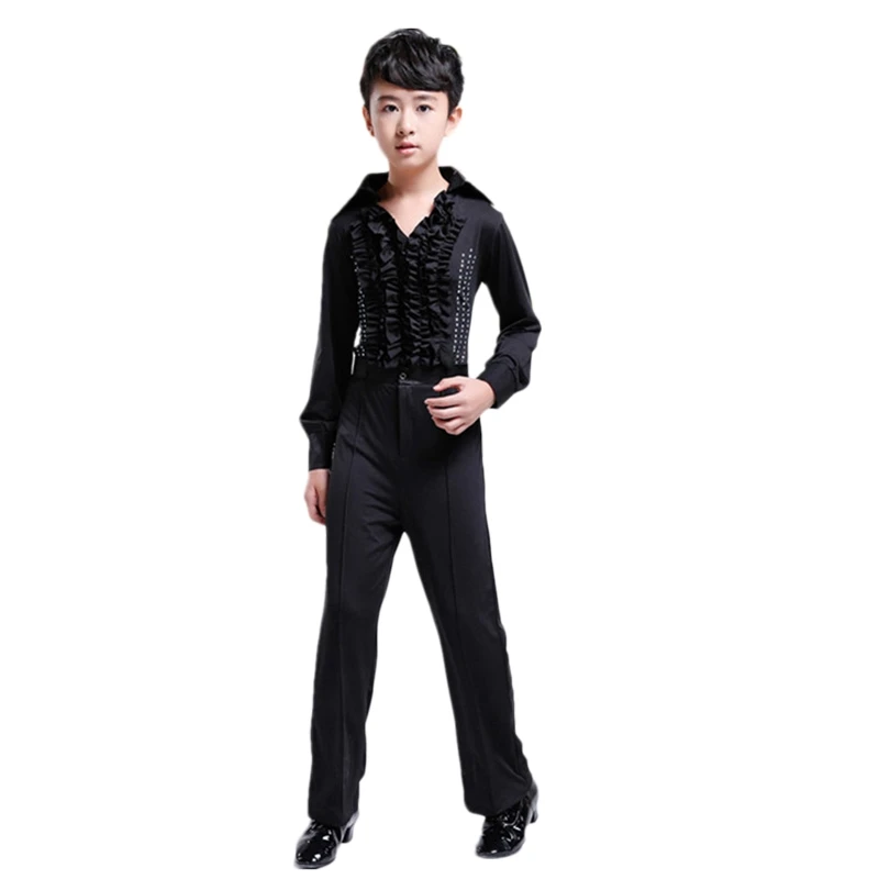 

2019 Latin Dance Skirt Boys Latin Dance Competition Clothes Professional Tango Rumba Samba Cha Cha Latin Shirts Pants Dance Wear