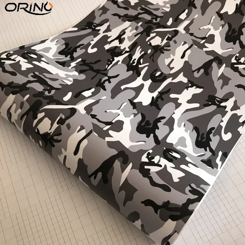 Black Grey White Camouflage Vinyl Film-1