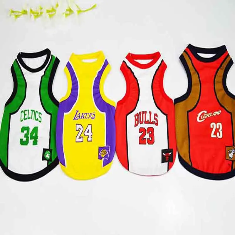 Basketball Dog Clothing Solid Color Mesh Material NBA Teams Dog Clothes