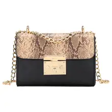 Маленькая квадратная сумка с цепочкой, мягкая поверхность, модная сумка из искусственной кожи, сумка на плечо с заклепками, Змеиный узор, может держать мобильный телефон