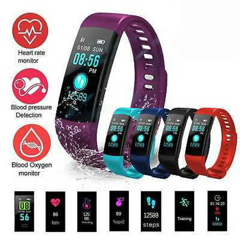 

Y5 Bluetooth Smart Bracelet Color Screen Smartband Heart Rate Monitor Blood Pressure Measurement Fitness Tracker Smart Watch Men