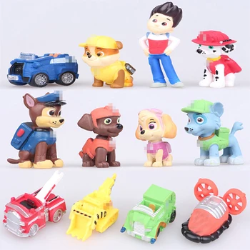 12pcs/set Canine Patrol Dog Toys Russian Anime Doll Action Figures Car Patrol Puppy Toy Patrulla Canina Juguetes Gift for Child