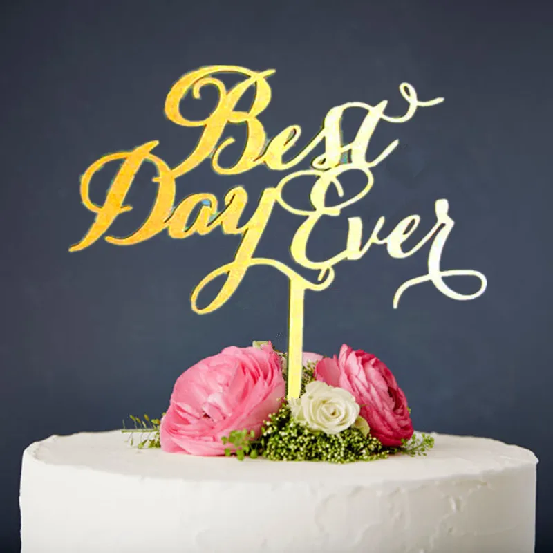 

Mirror Gold Best Day Ever Wedding Cake Topper Engagement / Anniversary / Birthday Party Decoration Cake Decorating