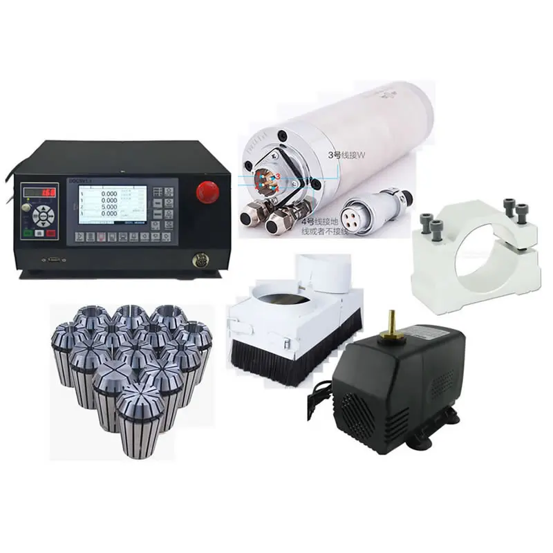 

Offline 4 Axis CNC Control Box with 1500W Frequency Conversion 800W Water Cooled Spindle Motor + ER11 Chuck Water Pump