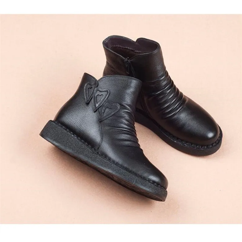 BEYARNE2019 новые ботильоны ручной работы в стиле ретро из натуральной кожи; бархатная хлопковая обувь; повседневные Мокасины на плоской подошве; женская обувь; e824 - Цвет: Черный