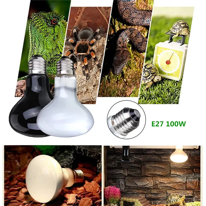 

100W UVA Heat Lamp Light Bulb E27 Basking Pets Heating Lamp Bulbs 220V For Reptile Snake Lizard Turtle Pet Amphibian Brooder