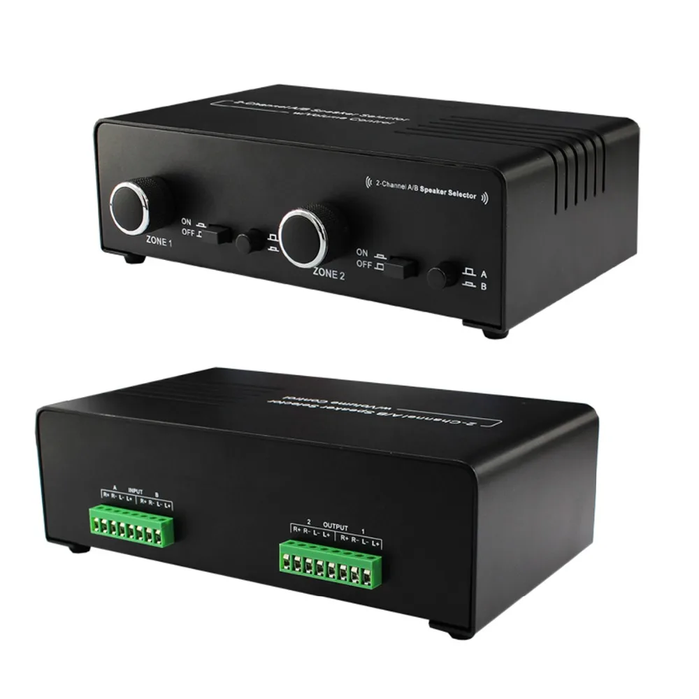 Zone Speaker Selector 2 Channel A/B Speaker Selector W/ Audio Volume Control for up to 4 different zones Switcher Box Amplifiers Zone Speaker Selector 2 Channel A/B Speaker Selector W/ Audio Volume Control for up to 4 different zones Switcher Box Amplifiers
