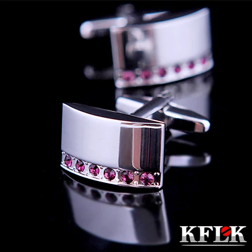 

KFLK Luxury Brand cuff buttons gemelos Purple Crystal cuff links High Quality abotoadura shirt cufflinks for mens Jewelry