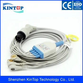 

2pcs/lot Compatible New GE/Nellcor/Nihon Kohden/Philips/Mindray/Goldway Patient ECG/EKG cable with 5Leadswire cable snap AHA