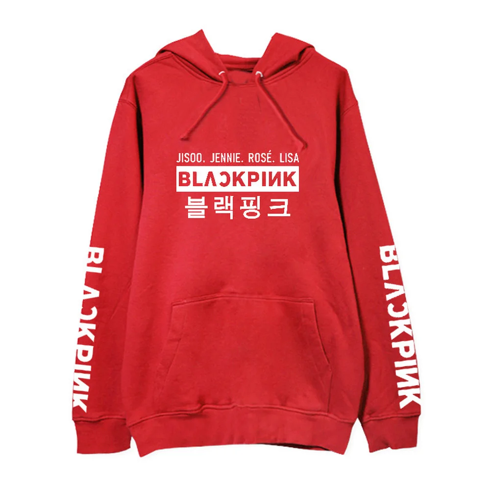  BLACKPINK Men Women Spring Autumn sweatshirt kpop hoodie Cotton Letter . harajuku winter coatblack 