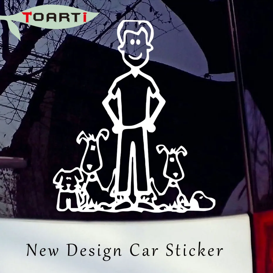 Anjing Lucu Keluarga Vinyl Stiker Mobil Kreatif Kartun Auto Decals