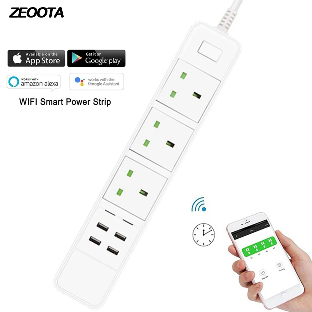 Smart WiFi Power Strip,Surge Extension,Remote Control,Timing,Voice