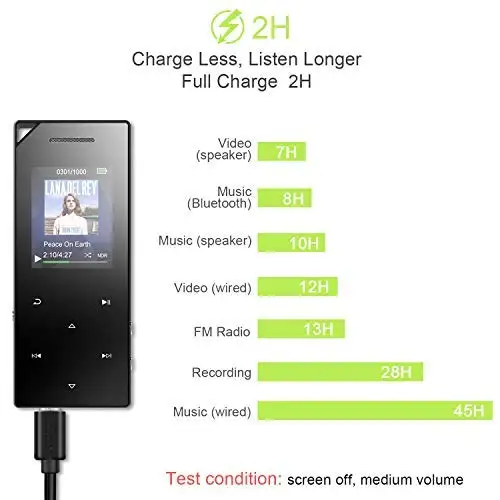 2018 портативный MP3 плеер bluetooth 4 0 и динамик 1.8in экран металлический bady HIFI