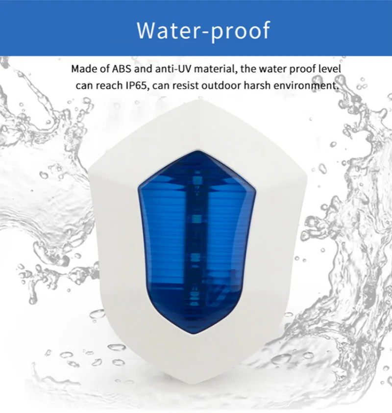 Wireless flash light siren for gsm wifi 3g alarm system 110dB volume smart outdoor alarm siren anti tamper alarm strobe siren