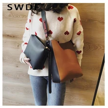 SWDF брендовые сумки на плечо из 2 предметов Женские повседневные сумки для девочек школьный Женский сумки через плечо мешок