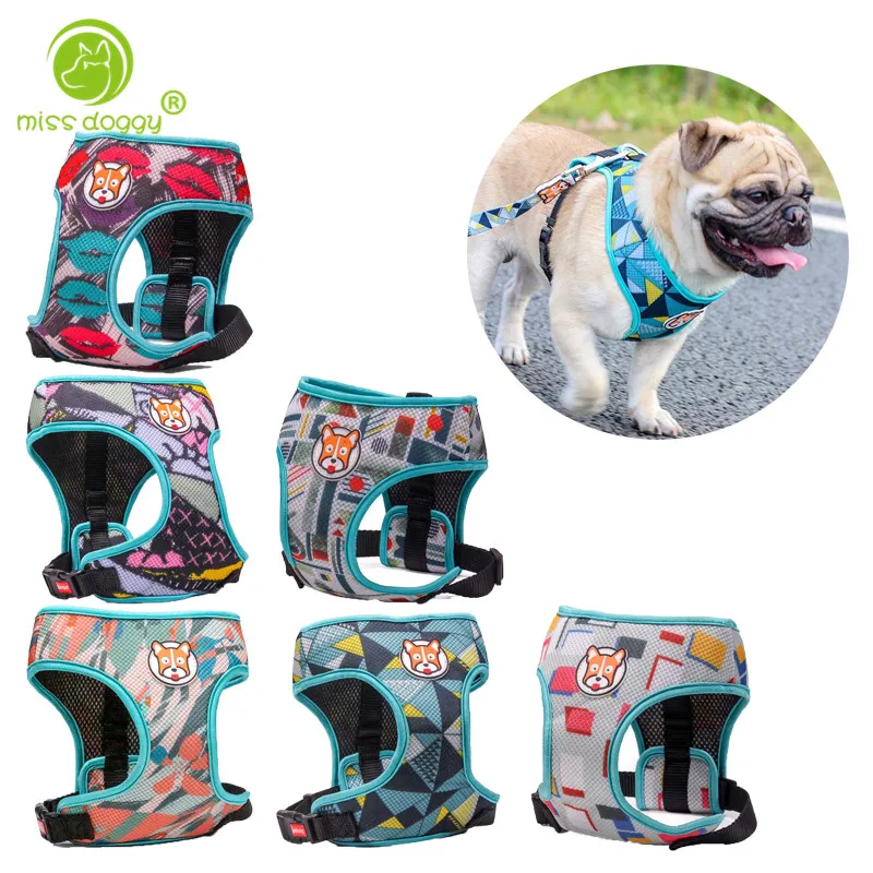 

Newly Design Fashion Printed Pet Dog Collar Comfortable Soft Collars for Small Dogs Outdoor Training Safety Harness+Leash Set10A