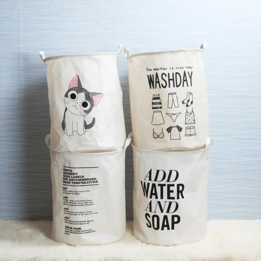 Cartoon Cat Waterproof Laundry Hamper Folding Clothes Storage Baskets Home decoration storage barrel kids toy organizer basket | Дом и сад