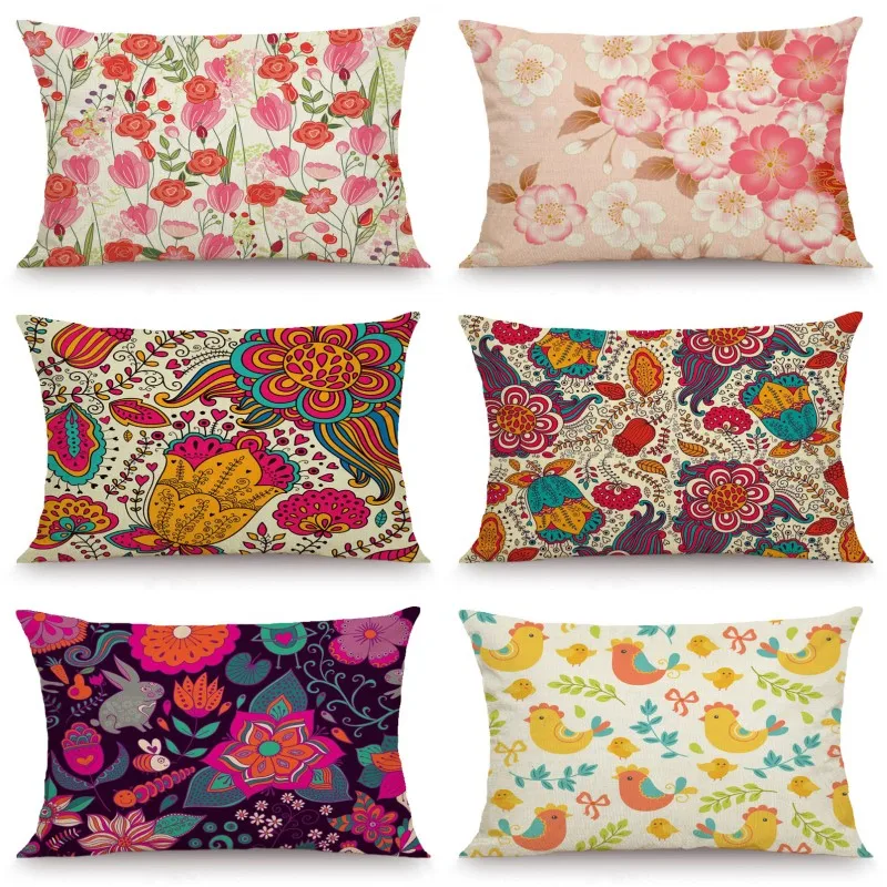 

XUNYU 30X50cm/40x60cm Cushion Cover Cartoon Flower Pillow Case Kids Room Decorative Throw Pillow Cover for Sofa Bedroom JX004
