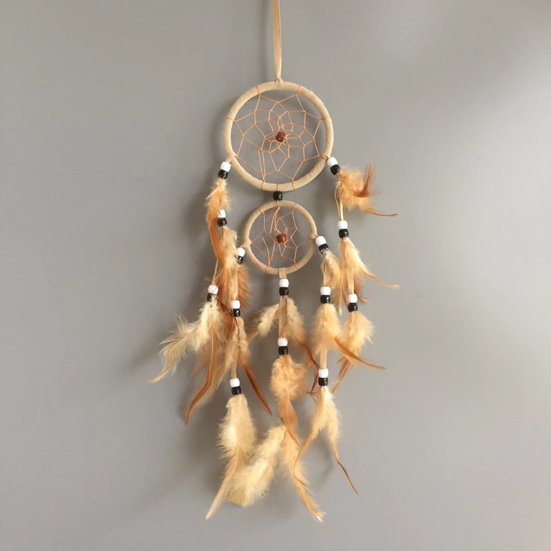 

Double Ring Dream Catcher Feather Car Wall Hanging Decoration
