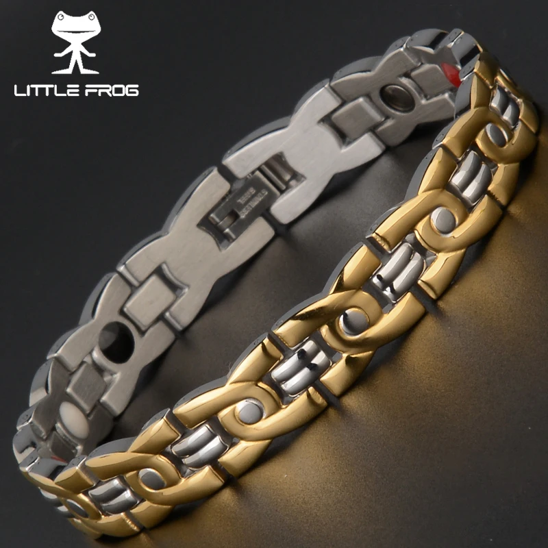LITTLE FROG 316L Stainless Steel 4 in 1 Bio Germanium Magnet Energy Power Magnetic Ion Health Bracelet Healthy Balance Benefits | Украшения
