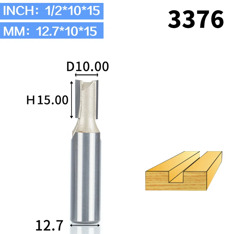 HUHAO 1pcs 1/2"Shank 2 flute straight bit Woodworking Tools Router Bits for Wood Tungsten Carbide endmill milling cutter - Длина режущей кромки: 3376