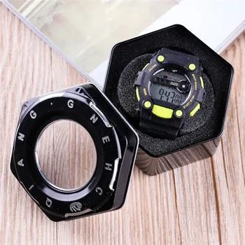

PINKSEE Simple Classic Geometric Hexagon Jewelry Box Vintage Holder for Women Men Watch Case Display Box