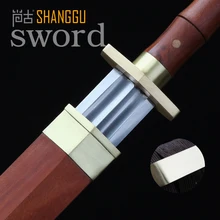 Copper Decoration Chinese Octahedral Chibi Damascus Steel Sword Movie Red Rosewood Sword Scabbard Performances longquan sword chinese sword sale full tang damascus steel handmade brass dragon grain fitting length 39