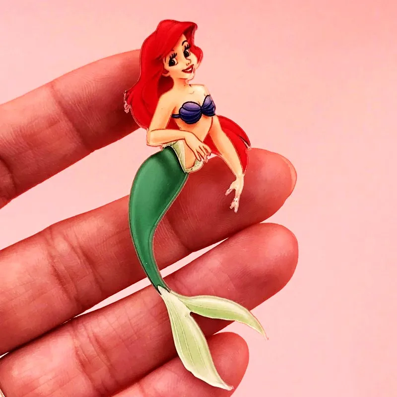 

Best gift 1PCS Harajuku Badges Fashion Sexy Beauty Girl Princess Mermaid Women Brooch Pin Acrylic Badge Packback Clothes