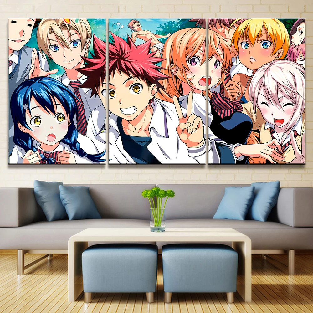 Картина на стену HD печать 3 шт. анимация Shokugeki No Soma плакат модульный холст