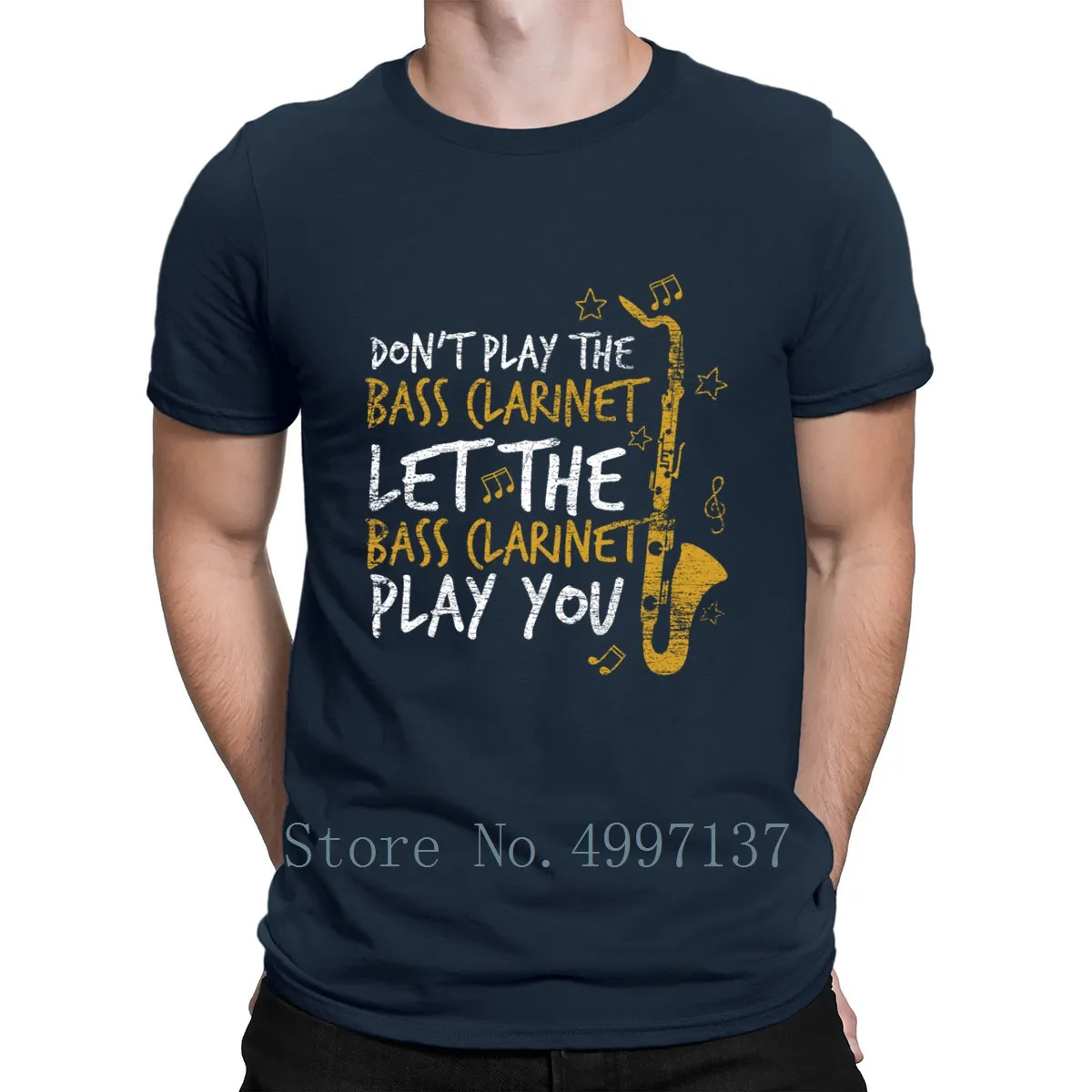 Футболка с надписью Let The Bass Clarinet Play You 100% хлопок базовая Летняя вязаная футболка