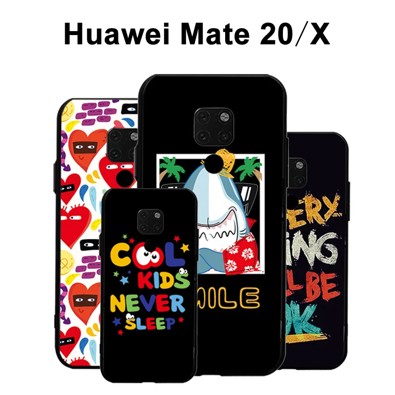 

mate 20 Huawei mate 20x Case Cover Black 3D Relief Cartoon TPU Silicone